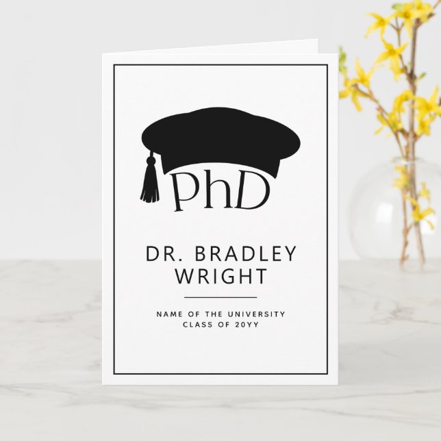 Anpassad PhD-doktorhatt Doktorsgrad Examen Kort (Gul blomma)