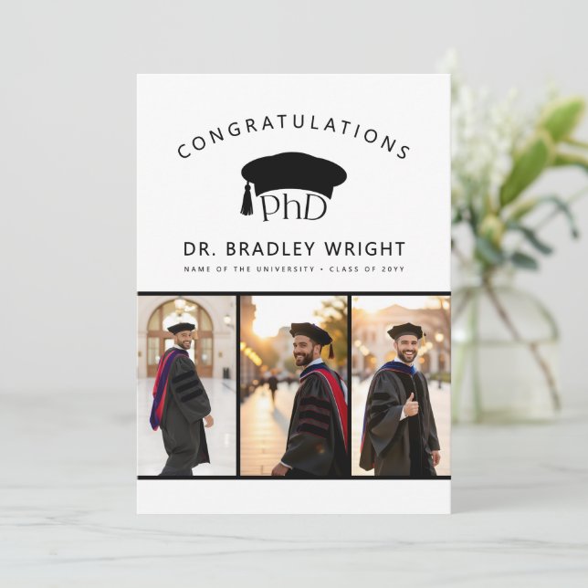 Anpassad PhD-doktorhatt Doktorsgrad Examen Kort (Stående Fram)