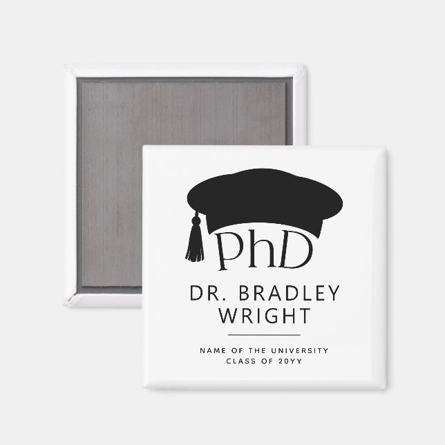 Anpassad PhD-doktorhatt Doktorsgrad Examen Magnet (Front/Back)