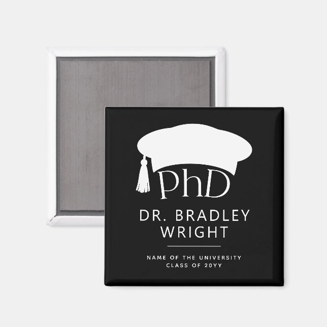 Anpassad PhD-doktorhatt Doktorsgrad Examen Magnet (Front/Back)