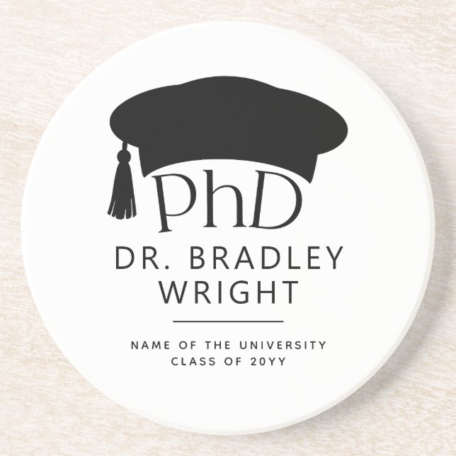 Anpassad PhD-doktorhatt Doktorsgrad Examen Underlägg (Framsidan)