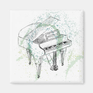 Anpassad pianoteckning konst illustration Musikäls Magnet
