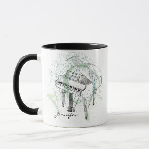 Anpassad pianoteckning konst illustration Musikäls Mugg