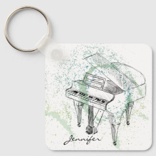 Anpassad pianoteckning konst illustration Musikäls Nyckelring