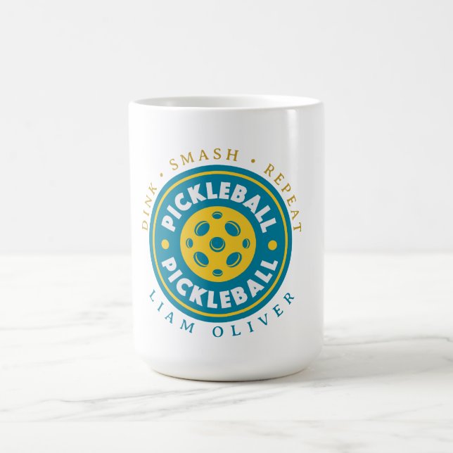 Anpassad Pickleball-mugg | Dink Smash Repeat Perso Kaffemugg (Center)