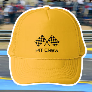 Anpassad Pit Crew Truckerhatt Racing Rutiga Flaggo Keps