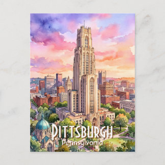 Anpassad Pittsburghs Cathedral of Learning akvarel Vykort