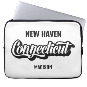 Anpassad plats & namn Connecticut Laptop Fodral