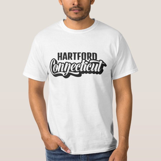 Anpassad plats & text Connecticut T Shirt (Framsida)
