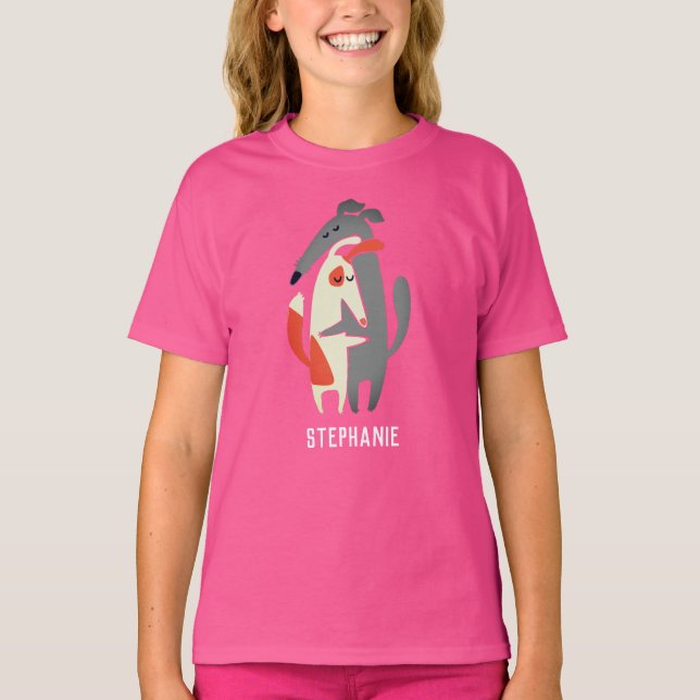 Anpassad Podenco och Galgo Girls T-Shirt (Framsida)