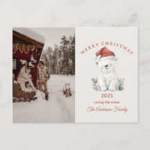 Anpassad polarbjörn akvarell jul fotogåva