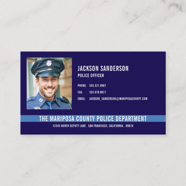 Anpassad polis Thin Blue Line -foto Visitkort (Framsida)