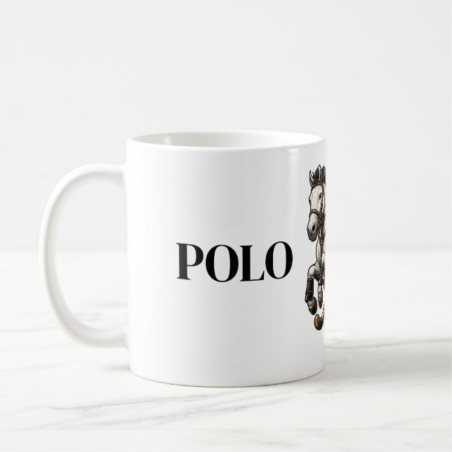 Anpassad Polo-häst Kaffe Mugg - Elegant Ryttare  (Vänster)