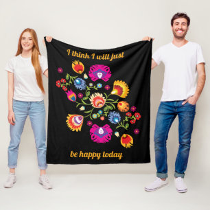 Anpassad polsk folklore med rosa blommor  fleecefilt