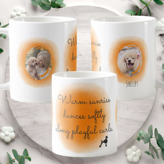 Anpassad Poodle-mugg i pastell orange akvarell Kaffemugg