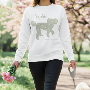 Anpassad Poodle Namn Tröja Sagegrön Silhuett