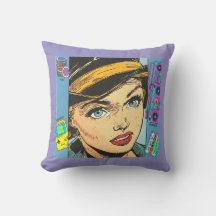 Anpassad Pop Art Serieteckning Kvinna Kudd 40x40 9