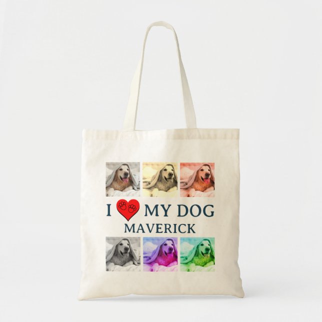 Anpassad Popkonst JAG ÄLSKAR MIN HUND Present till Tygkasse (Framsidan)