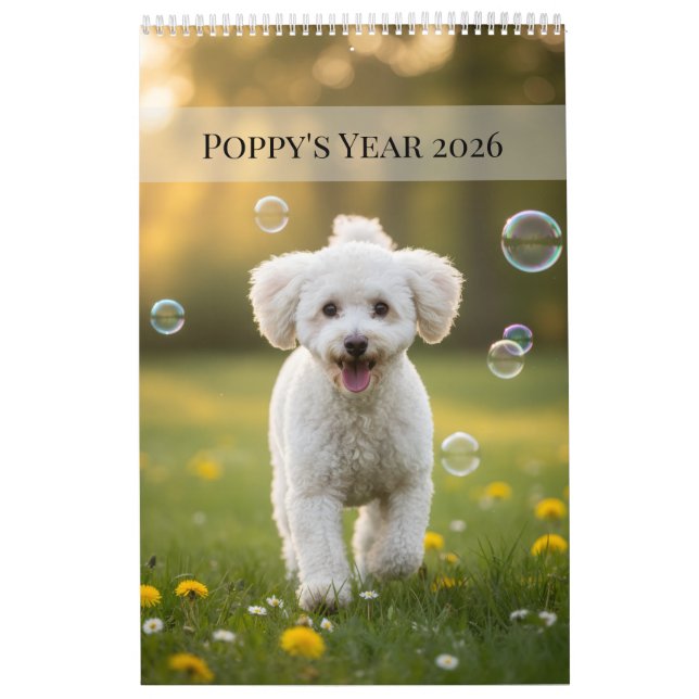 Anpassad Poppy Hund 2026 Kalender (Omslag)