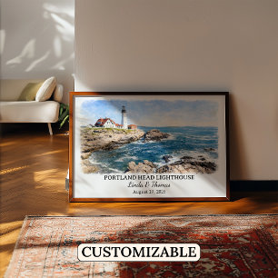 Anpassad Portland Head Lighthouse väggkonst, Maine Poster
