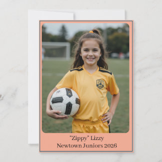 Anpassad Porträtt Foto Fotboll Födelsedagsinbjudan Julkort