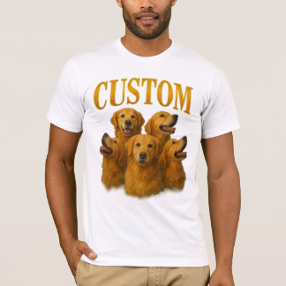 Anpassad Porträttkonst av Golden Retriever – Pet L T Shirt