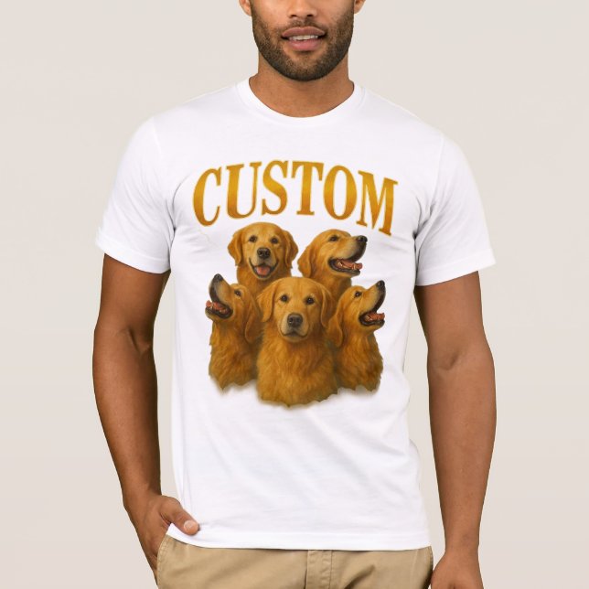 Anpassad Porträttkonst av Golden Retriever – Pet L T Shirt (Framsida)