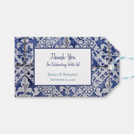 Anpassad portugisiska brickor - Azulejo-Blommigt Presentetikett