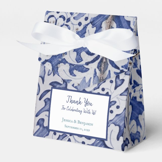 Anpassad portugisiska Tiles Azulejo-Blommigt Presentaskar (Framsidan Sidan)