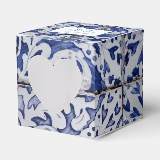 Anpassad portugisiska Tiles Azulejo-Blommigt Presentaskar (Framsidan Sidan)