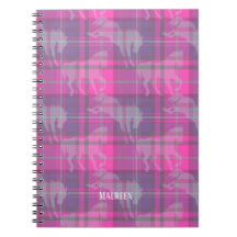 Anpassad preppy rosa lila häst tartan hjärta