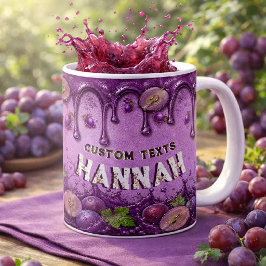Anpassad present med namn för vintage lila druvfru kaffemugg