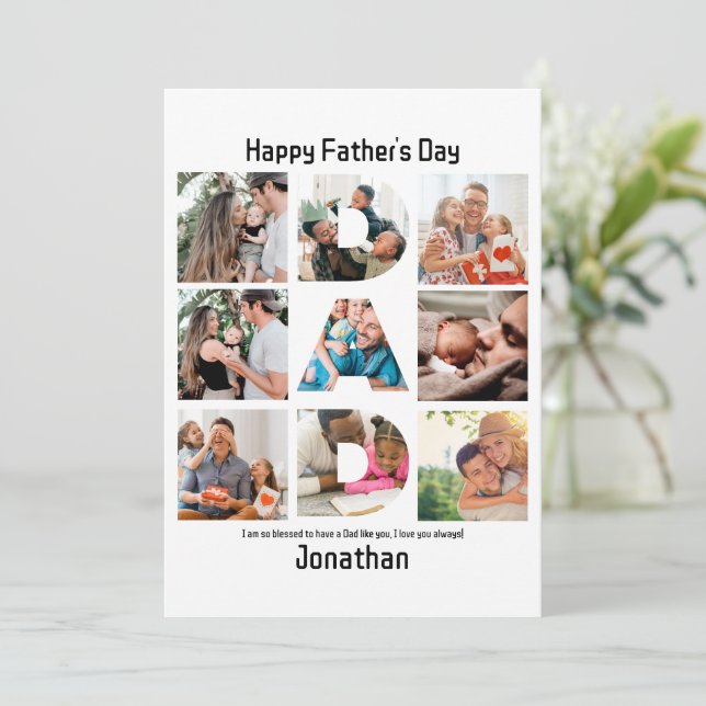 Anpassad present till pappa fars dag 9 fotokollage julkort (Stående Fram)