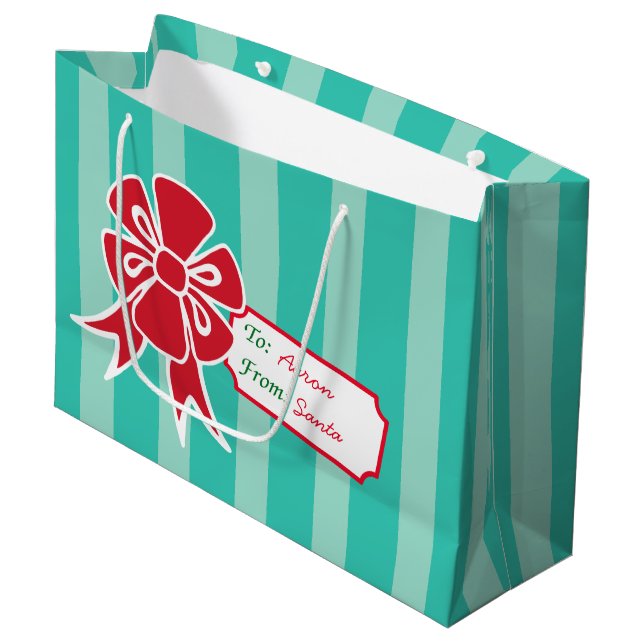 Anpassad presentetikettbåge Aqua julklappspåse (Framsidan Vinklad)
