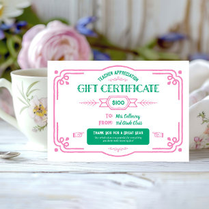 Anpassad presentkort för lärarsk appreciation kort