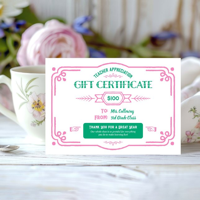 Anpassad presentkort för lärarsk appreciation kort (Skapare uppladdad)