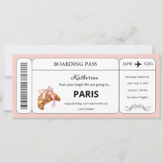 Anpassad presentkort, resa till Paris Ombordstigni Inbjudningar