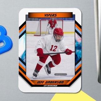 Anpassad Prime Orange & Navy Ishockey Foto Magnet