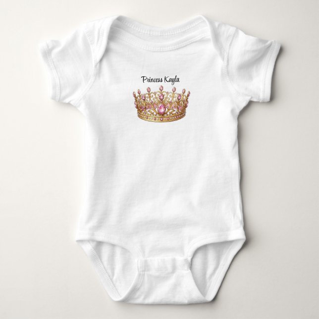 Anpassad Prinsess Krona Baby T Shirt (Framsida)