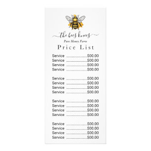 Anpassad Prislista för Honung Rack Card - Modern M Reklamkort