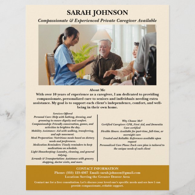 Anpassad Privat Vårdgivare Reklamblad (Framsidan)