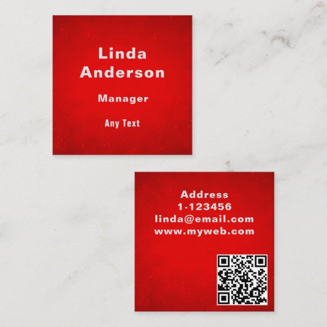Anpassad professionell för QR-kod Fyrkantigt Visitkort (Fram/baksida)