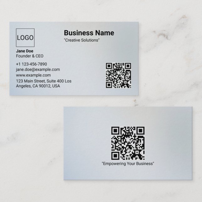 Anpassad Professionell Modern Minimalistisk med QR Visitkort (Fram/baksida)