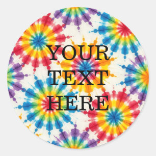 Anpassad Psykedelisk Tie Dye Groovy Retro-dekale Runt Klistermärke