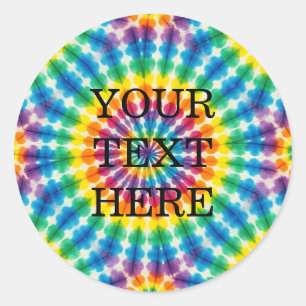 Anpassad Psykedelisk Tie Dye Groovy Retro-dekale Runt Klistermärke