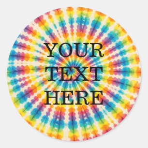 Anpassad Psykedelisk Tie Dye Groovy Retro-dekale Runt Klistermärke