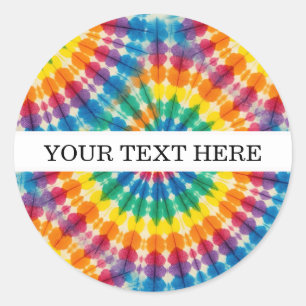 Anpassad Psykedelisk Tie Dye Groovy Retro-dekale Runt Klistermärke