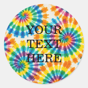 Anpassad Psykedelisk Tie Dye Groovy Retro-dekale Runt Klistermärke