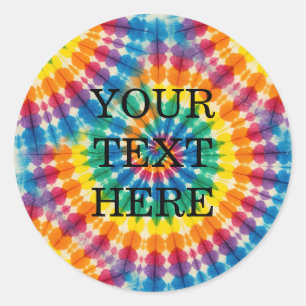 Anpassad Psykedelisk Tie Dye Groovy Retro-dekale Runt Klistermärke