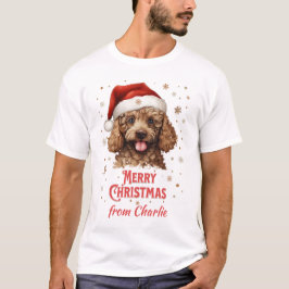 Anpassad Pudel Hund Santa God jul T Shirt